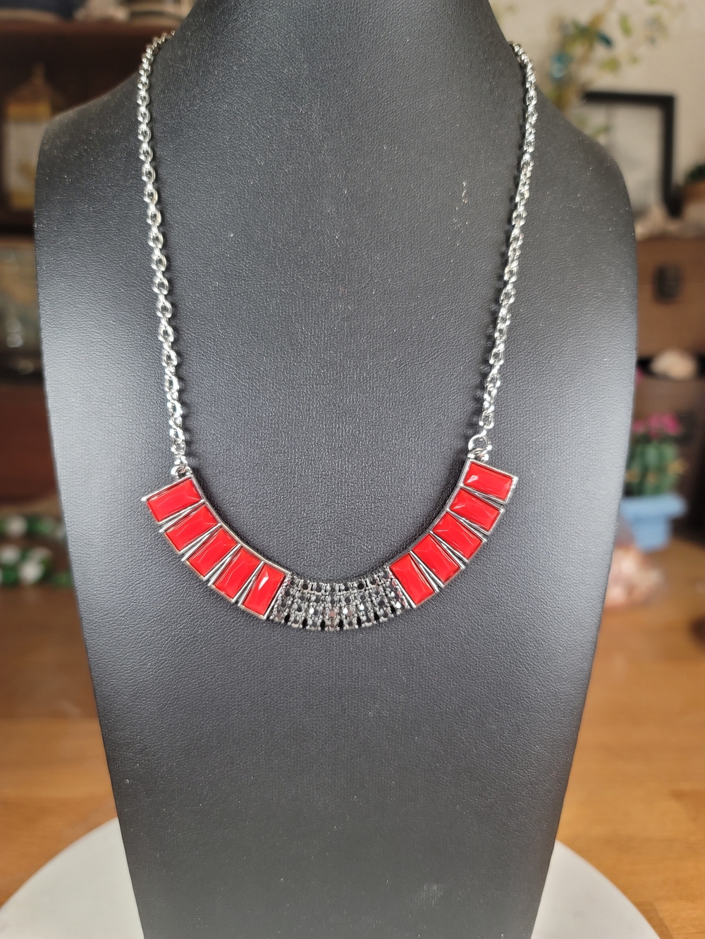 paparazzi Red and Hematite Statement Necklace